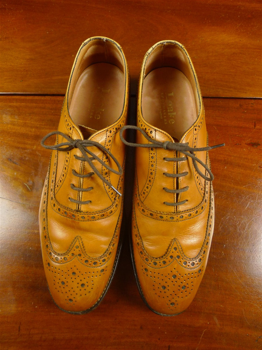 26/0334 loake tan brown leather full brogue shoe uk 10
