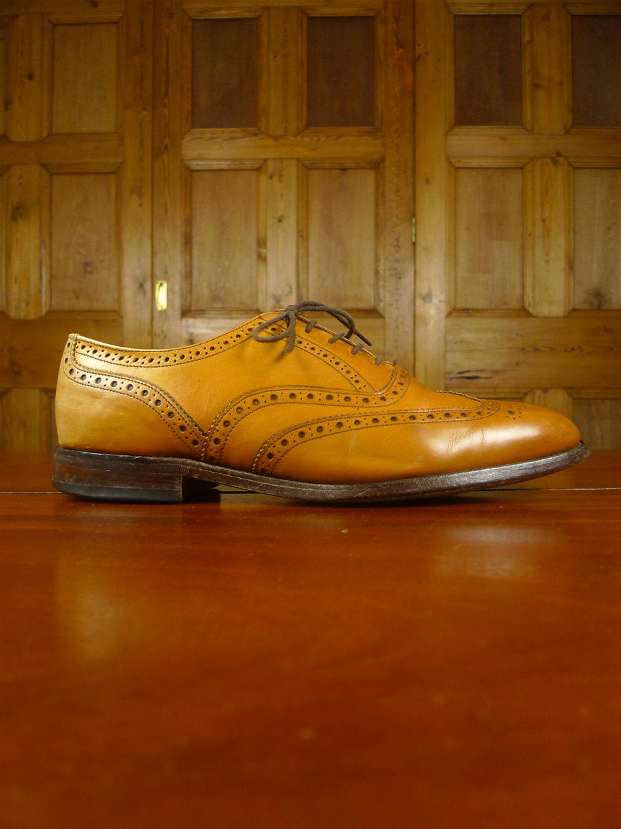 26/0334 loake tan brown leather full brogue shoe uk 10