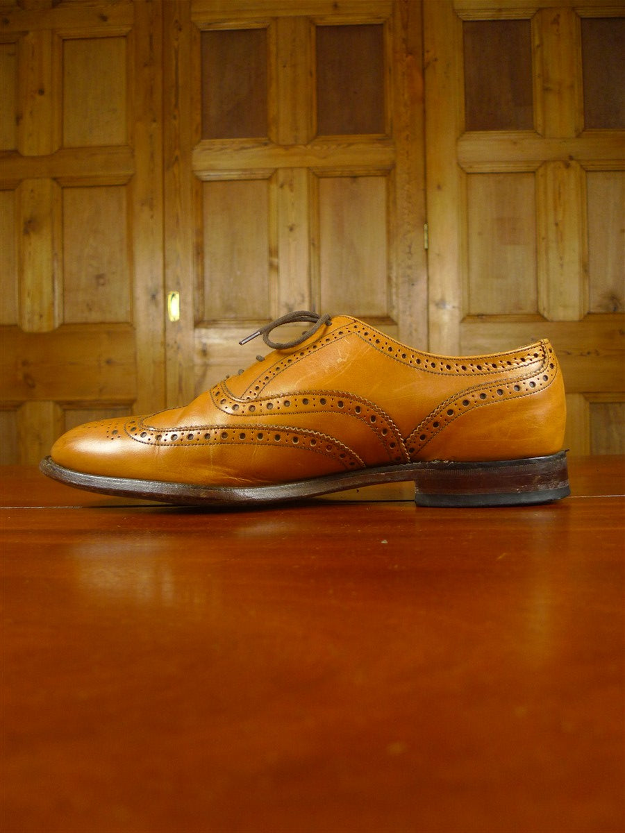 26/0334 loake tan brown leather full brogue shoe uk 10