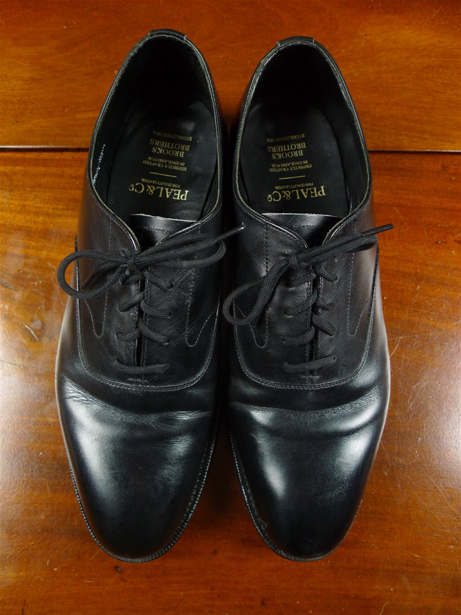 26/0302 peal & co for brooks bros black plain toe oxford shoe uk 9.5 d