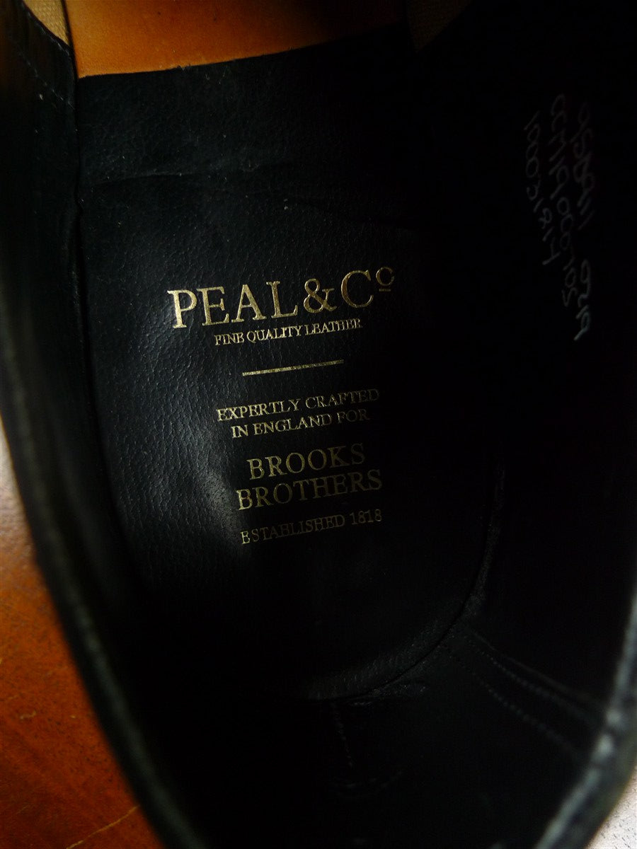 26/0302 peal & co for brooks bros black plain toe oxford shoe uk 9.5 d