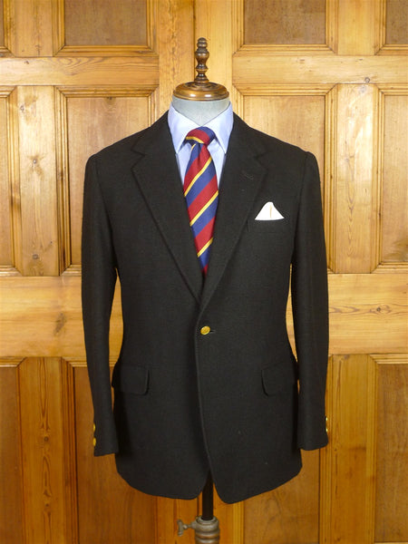 26/0275 vintage 1984 wells of mayfair savile row bespoke textured black wool blazer 39-40 short to regular