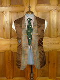 26/0268 vintage daks house check tweed sports jacket w/ dd leather buttons and suede trims 40 short to regular