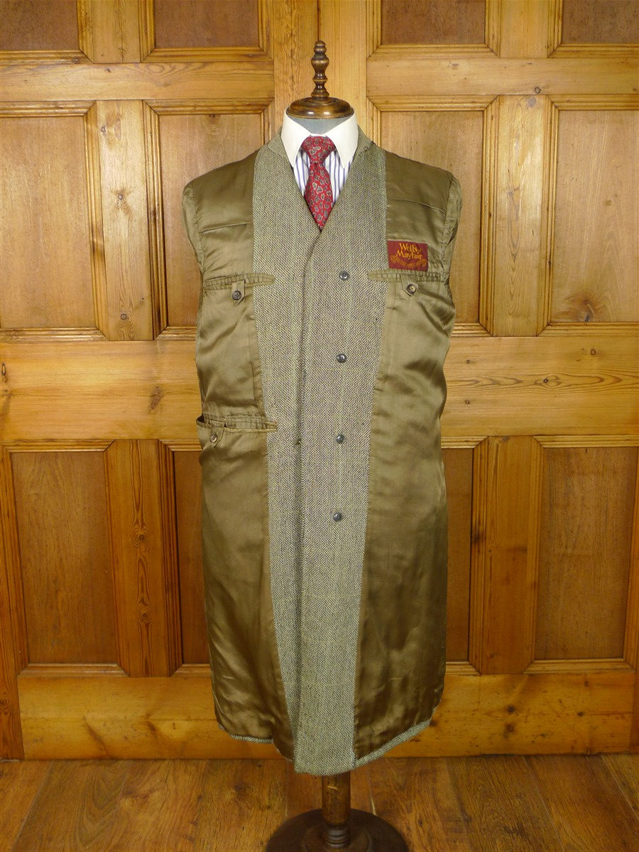 26/0272 vintage wells of mayfair savile row wp check tweed coat overcoat 40