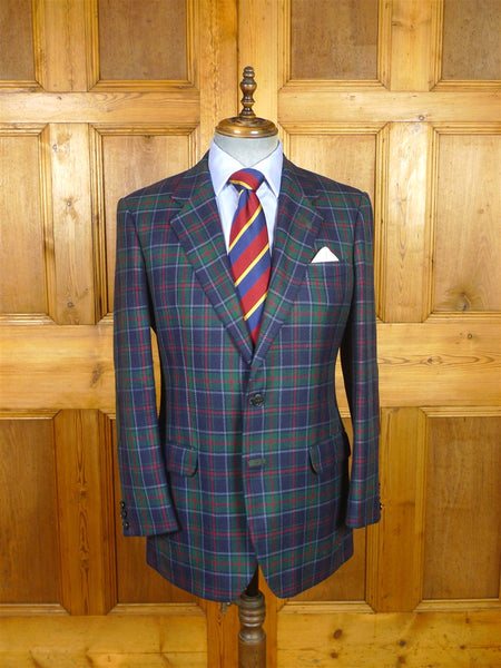 26/0273 immaculate vintage daks signature tartan blazer sports jacket w/ dd buttons 40 long