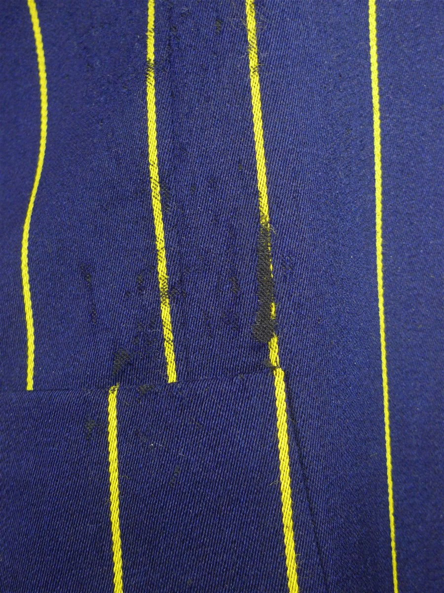 26/0284 wonderful vintage british navy blue / yellow stripe wool & cotton boating blazer 40 regular