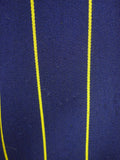 26/0284 wonderful vintage british navy blue / yellow stripe wool & cotton boating blazer 40 regular