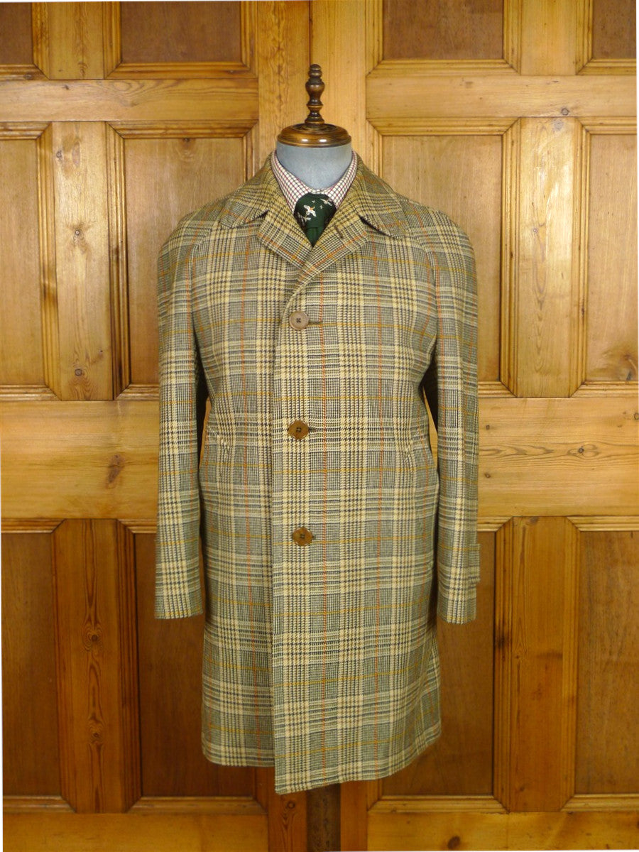 26/0290 fabulous vintage daks glen check tweed raglan coat overcoat 38-40