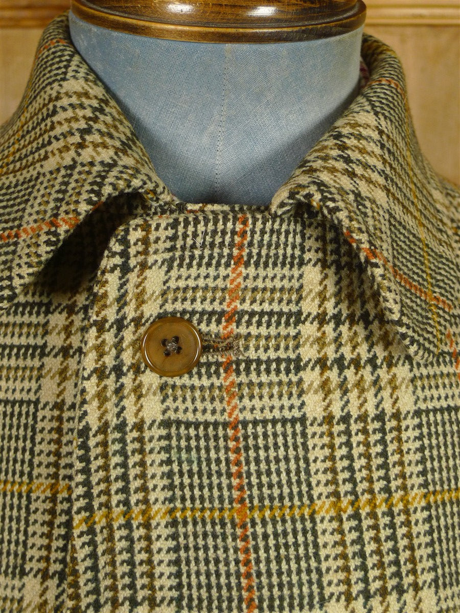 26/0290 fabulous vintage daks glen check tweed raglan coat overcoat 38-40