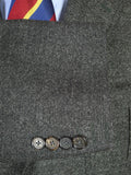 26/0288 immaculate 2009 gieves & hawkes savile row grey fine check wool blazer w/ horn buttons 44 regular