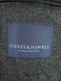 26/0288 immaculate 2009 gieves & hawkes savile row grey fine check wool blazer w/ horn buttons 44 regular