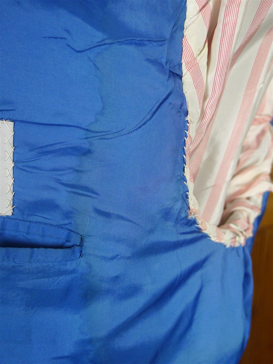 26/0300 vintage dege & skinner savile row bespoke grey / blue prince of wales check suit w/ 2 pair trs 44 long