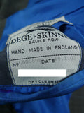 26/0300 vintage dege & skinner savile row bespoke grey / blue prince of wales check suit w/ 2 pair trs 44 long