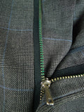 26/0300 vintage dege & skinner savile row bespoke grey / blue prince of wales check suit w/ 2 pair trs 44 long