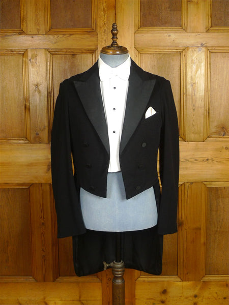 26/0324 antique genuine 1920s vintage black wool evening tailcoat 38-39 short