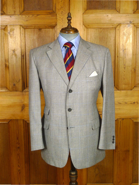 26/0310 vintage daks grey / blue wp check wool & linen sports jacket blazer 44 short