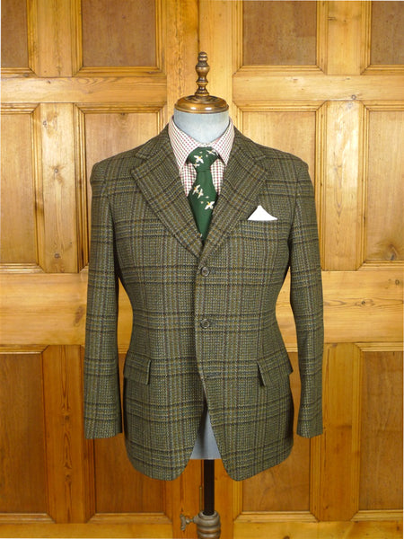 26/0313 immaculate vintage green / brown check crombie wool tweed sports jacket 40 short