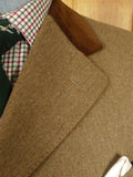 26/0307 immaculate vintage aquascutum fawn brown venetian wool covert coat overcoat w/ velvet collar 41-42