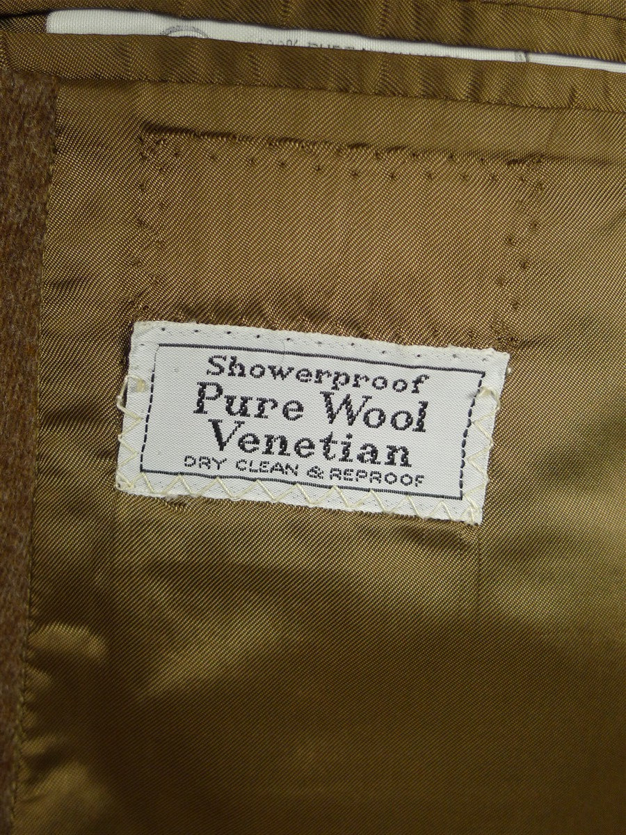 26/0307 immaculate vintage aquascutum fawn brown venetian wool covert coat overcoat w/ velvet collar 41-42