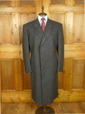 26/0305 crombie charcoal grey herringbone full-length fly-front coat overcoat 44-46 regular