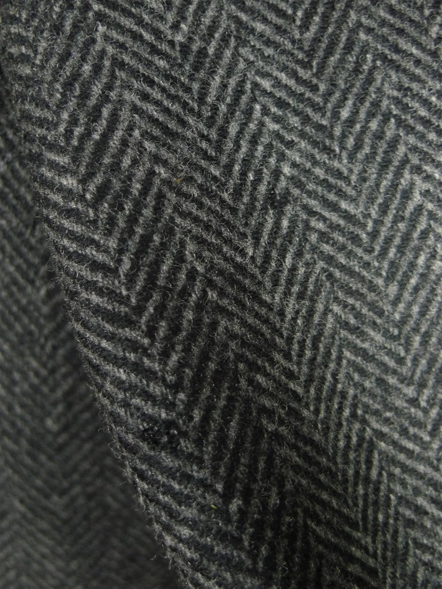 26/0305 crombie charcoal grey herringbone full-length fly-front coat overcoat 44-46 regular