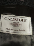 26/0305 crombie charcoal grey herringbone full-length fly-front coat overcoat 44-46 regular