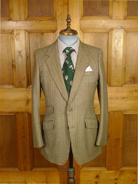 26/0331 immaculate vintage aquascutum green / brown glen check tweed sports jacket blazer 38 regular