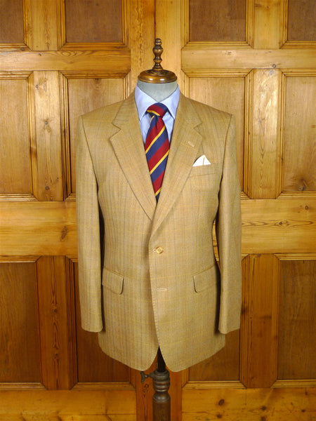 26/0328 immaculate vintage daks wool & silk tan brown wp check sports jacket blazer 40 regular