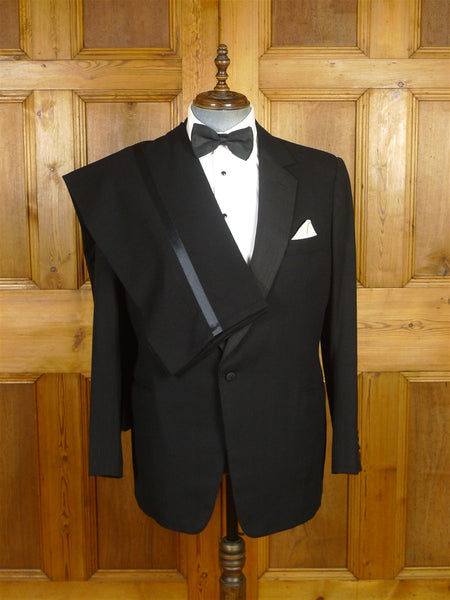 26/0332 vintage 1990 immaculate n.h. chapman savile row bespoke black barathea wool dinner suit 43 regular