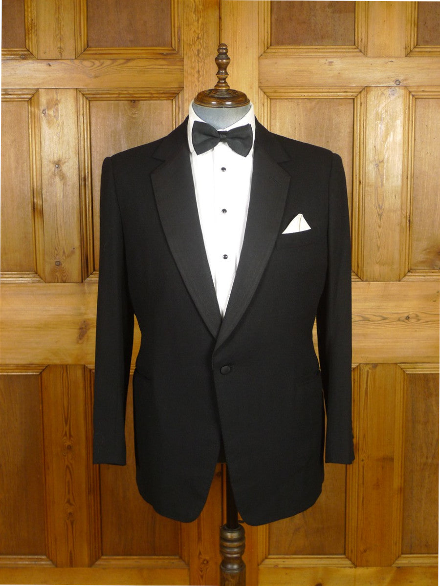 26/0332 vintage 1990 immaculate n.h. chapman savile row bespoke black barathea wool dinner suit 43 regular