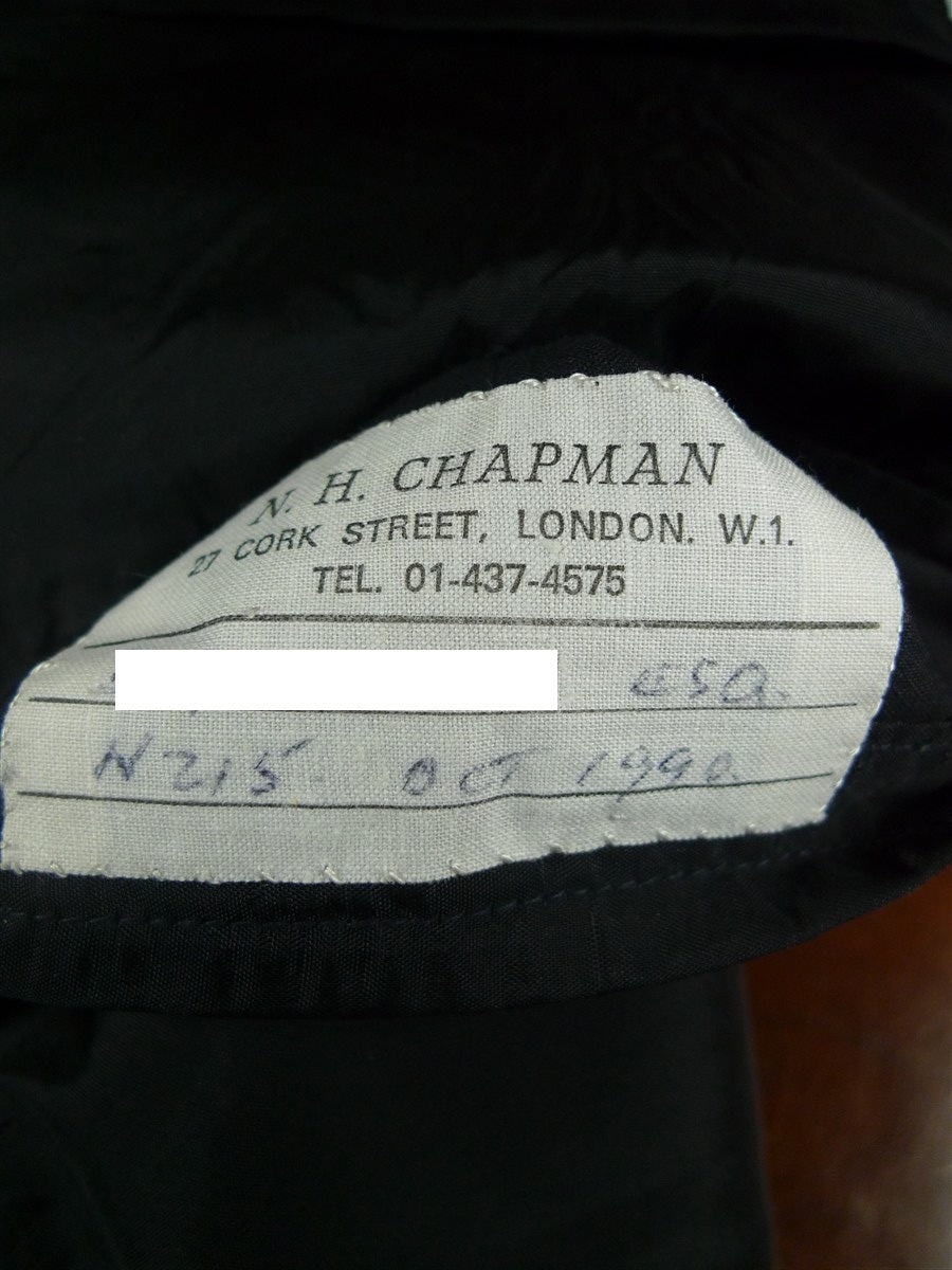 26/0332 vintage 1990 immaculate n.h. chapman savile row bespoke black barathea wool dinner suit 43 regular