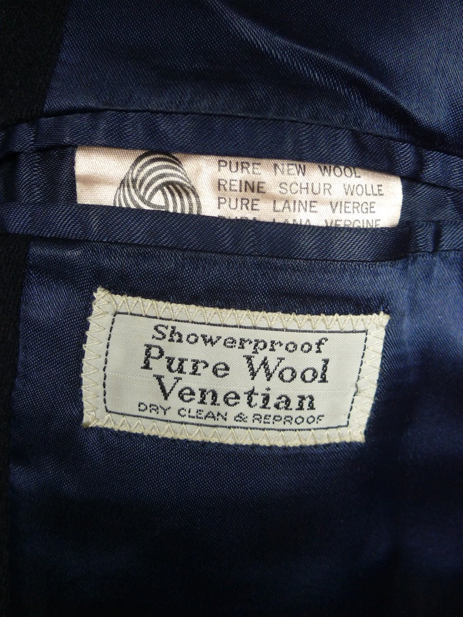 26/0333 vintage aquascutum navy blue venetian wool raincoat overcoat coat 42 regular