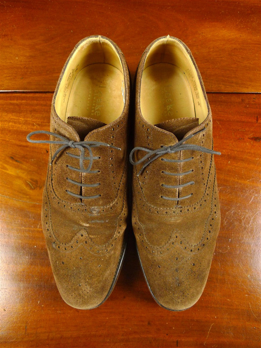 26/0344 loake chestnut brown suede brogue lace-up shoe uk 9.5