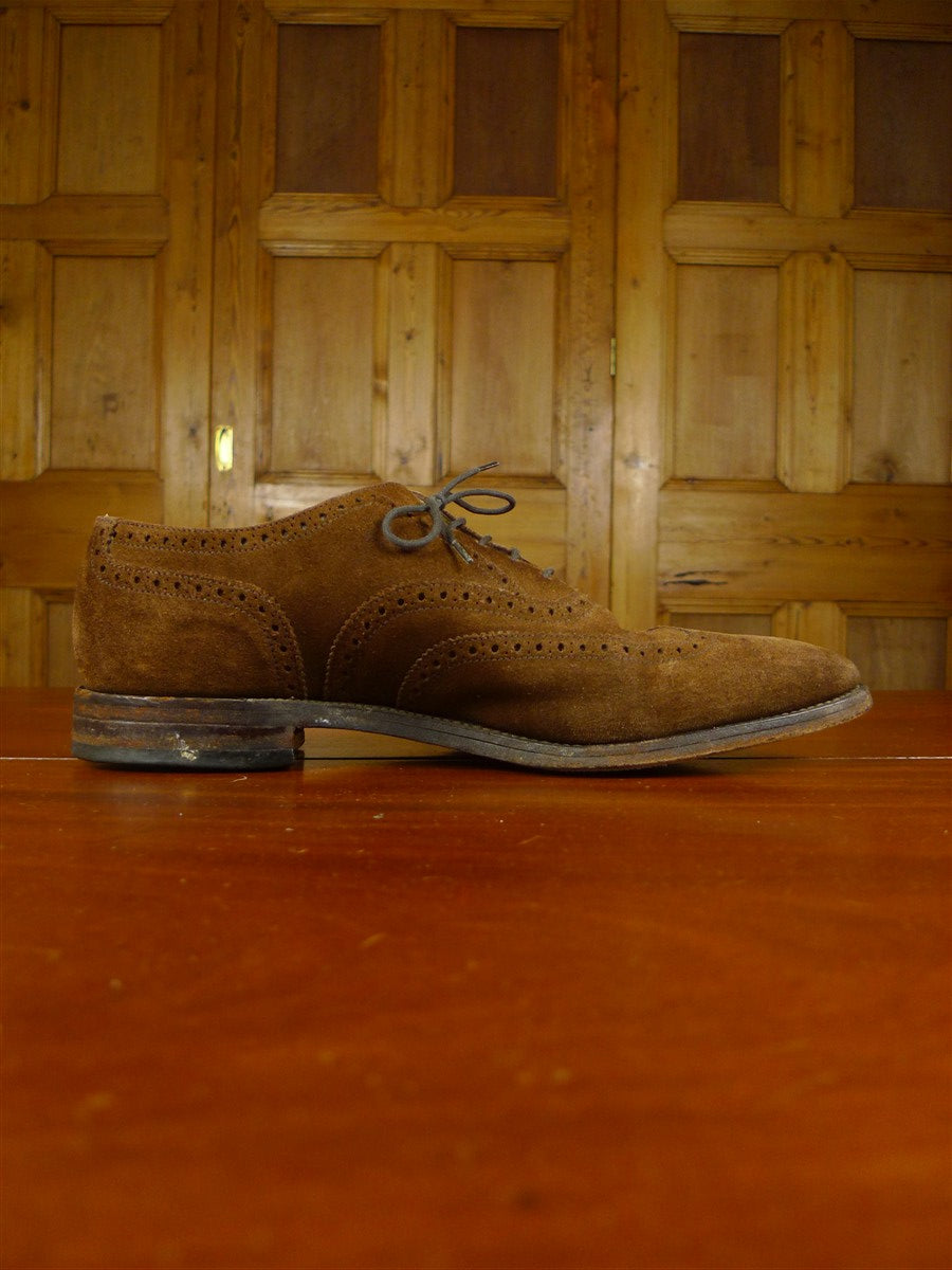 26/0344 loake chestnut brown suede brogue lace-up shoe uk 9.5