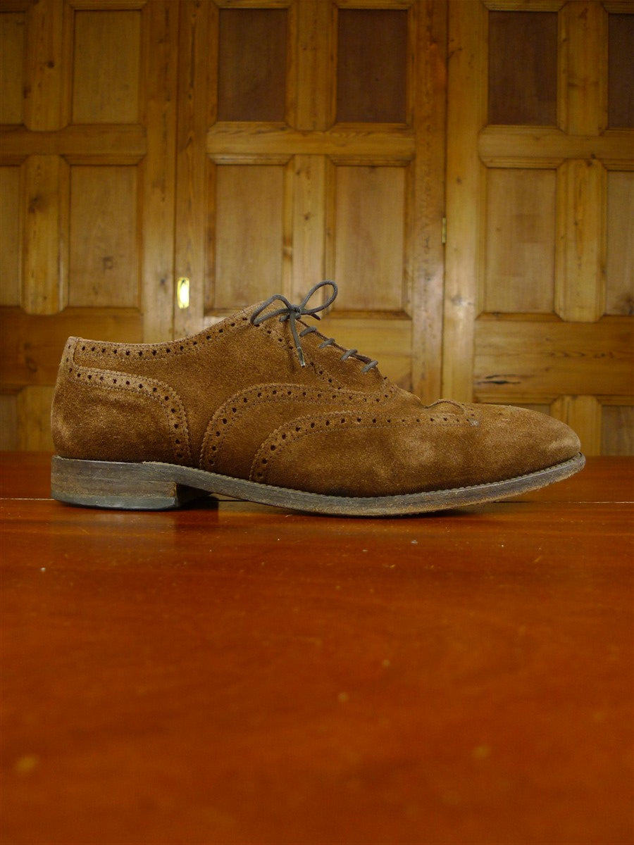26/0344 loake chestnut brown suede brogue lace-up shoe uk 9.5