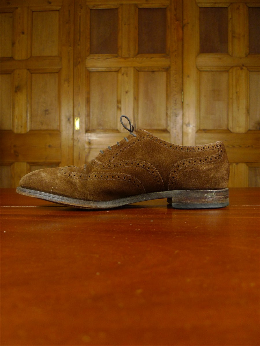 26/0344 loake chestnut brown suede brogue lace-up shoe uk 9.5