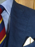 26/0351 immaculate 2014 gio genco mayfair italian bespoke blue linen 3-piece suit 42 short to regular
