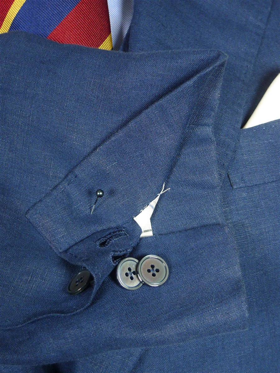 26/0351 immaculate 2014 gio genco mayfair italian bespoke blue linen 3-piece suit 42 short to regular