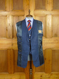 26/0351 immaculate 2014 gio genco mayfair italian bespoke blue linen 3-piece suit 42 short to regular