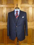 26/0347 immaculate gio genco mayfair italian bespoke super 150s & silk navy blue 3-piece suit 44 short