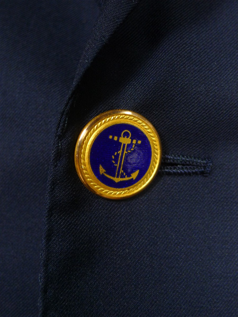 26/0347 immaculate gio genco mayfair italian bespoke super 150s & silk navy blue 3-piece suit 44 short