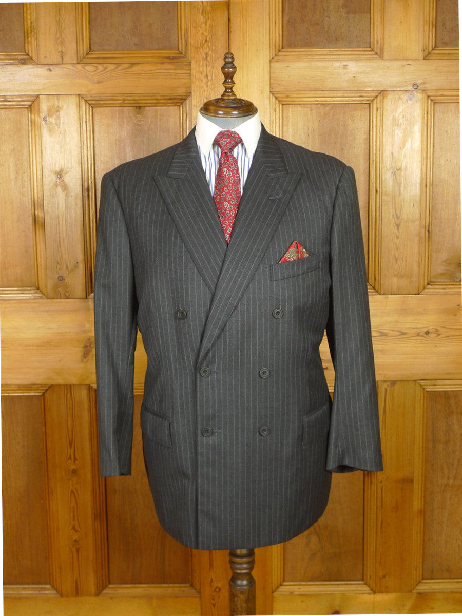 26/0348 maurice sedwell 2005 savile row bespoke grey rope-stripe wool & cashmere d/b suit 45 short