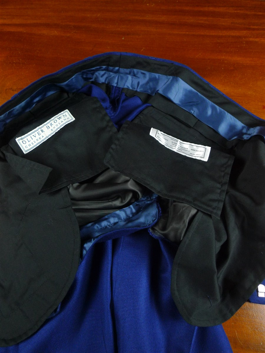 26/0366 immaculate oliver brown chelsea mtm blue wool & cashmere 3-piece suit (rrp £2000) 41 short