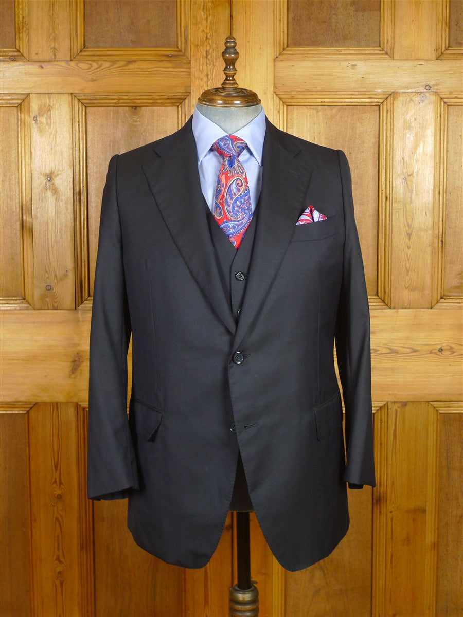 26/0372 immaculate gio genco mayfair italian bespoke navy blue super 150s luxury wool 3-piece suit 41 regular