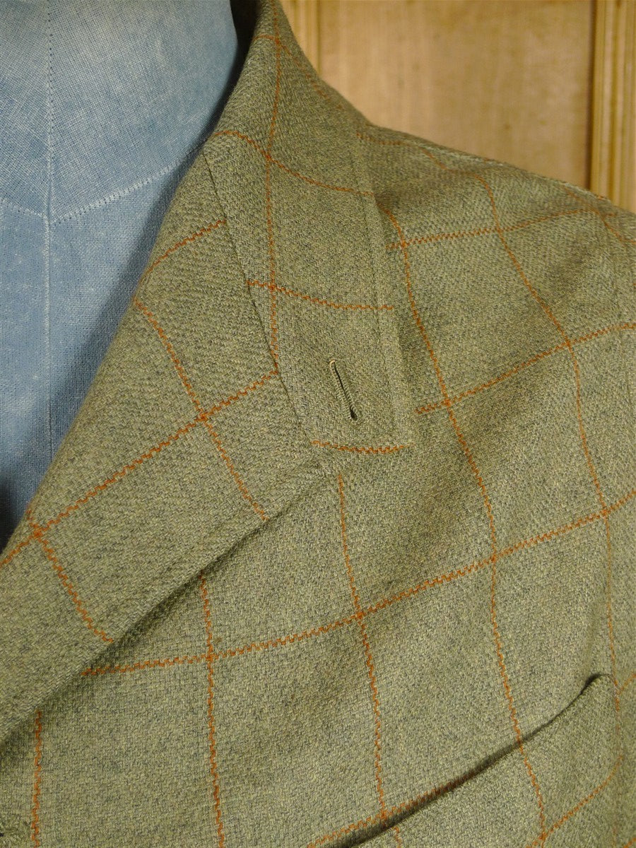 26/0380 luis herrera spanish bespoke green / amber wp check unstructured tweed jacket 40 short
