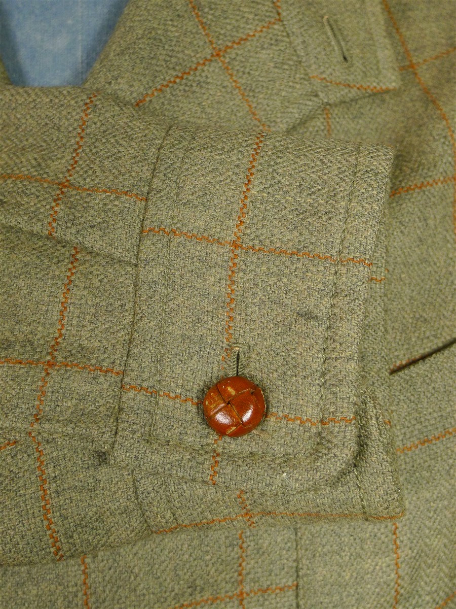 26/0380 luis herrera spanish bespoke green / amber wp check unstructured tweed jacket 40 short