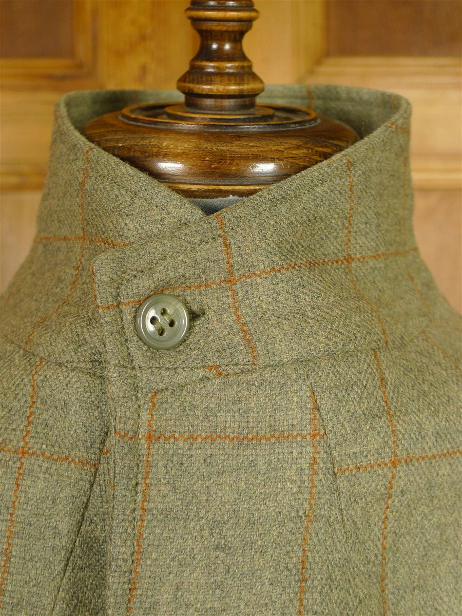 26/0380 luis herrera spanish bespoke green / amber wp check unstructured tweed jacket 40 short