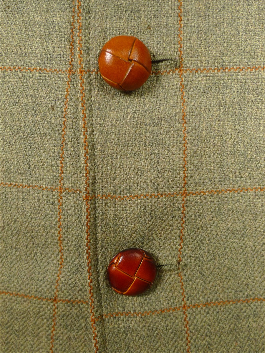 26/0380 luis herrera spanish bespoke green / amber wp check unstructured tweed jacket 40 short