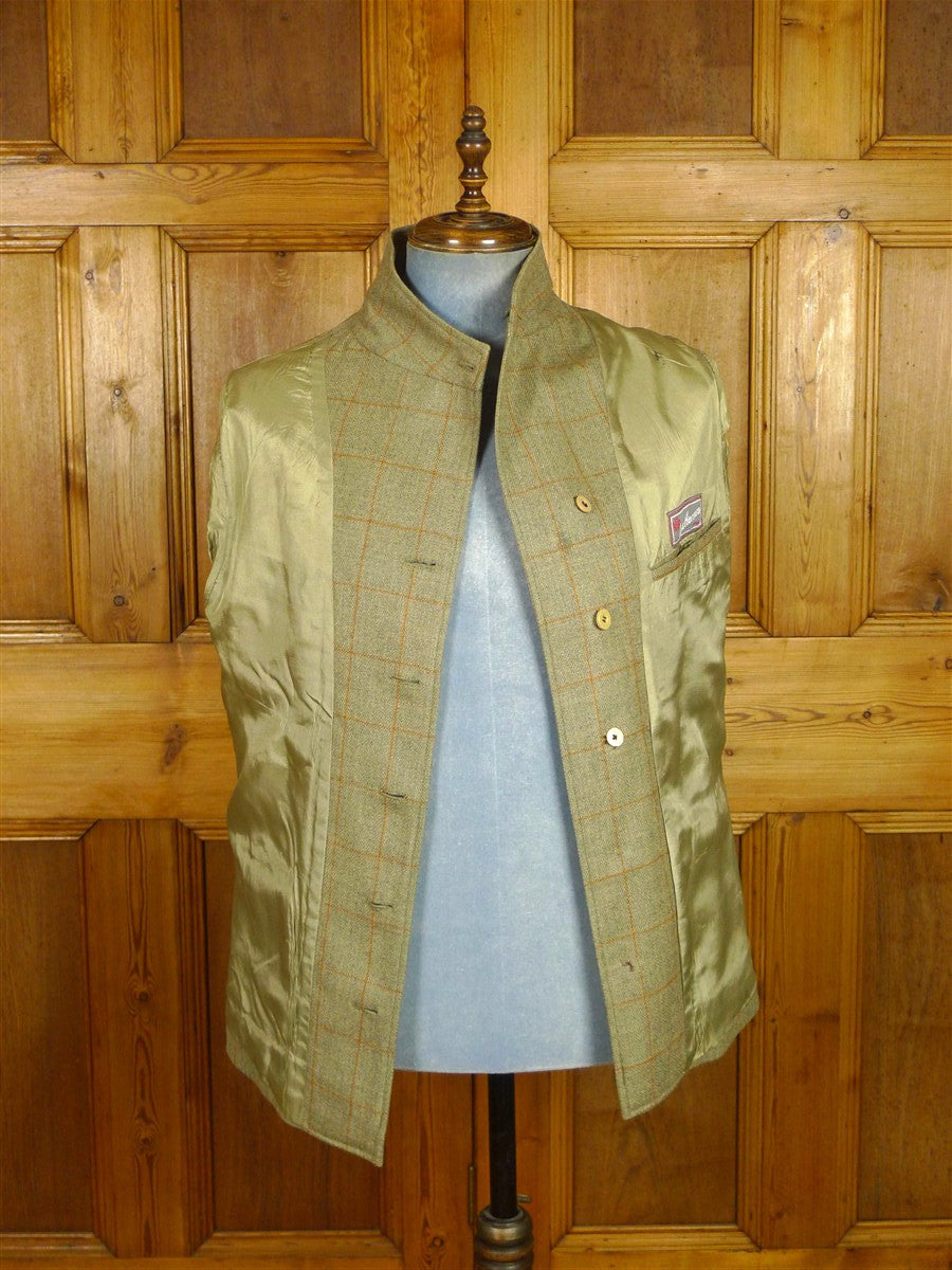 26/0380 luis herrera spanish bespoke green / amber wp check unstructured tweed jacket 40 short