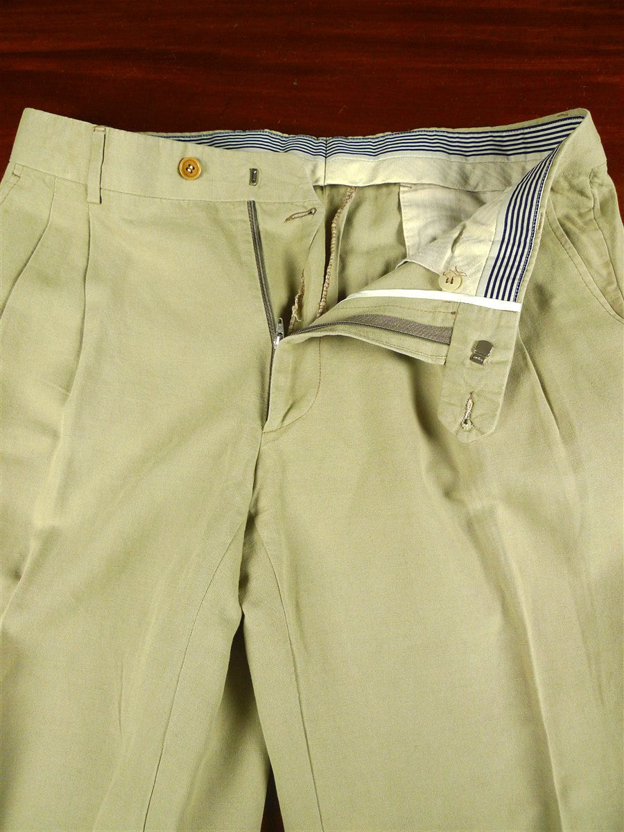 26/0375 bespoke tailored beige linen chino trouser 32 short